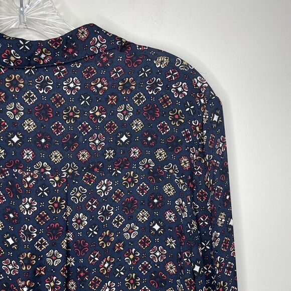 DEREK LAM 10 Crosby Top Womens 0 Black Red Print Button Up Blouse 100% Silk - Picture 5 of 8